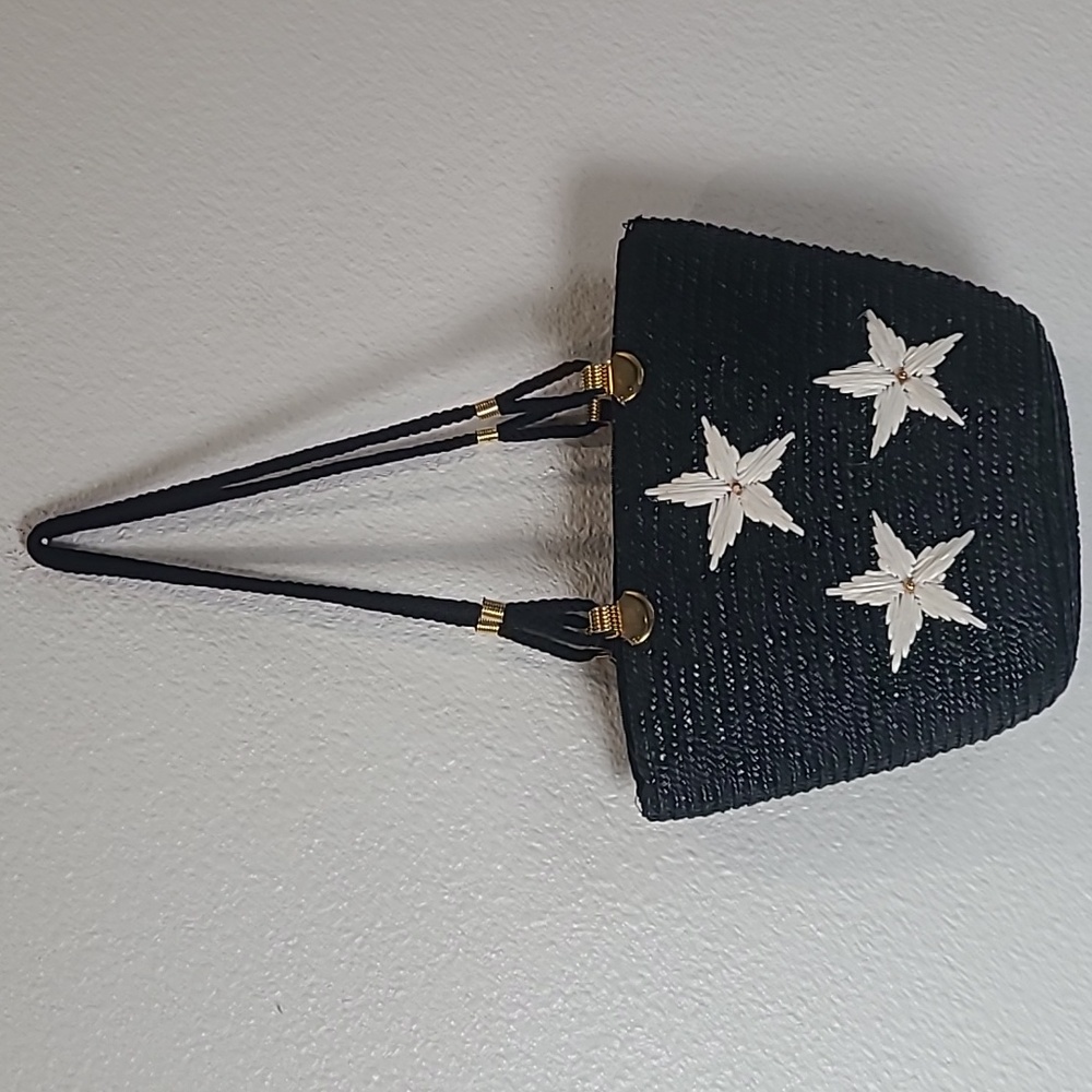 Vintage black & white flower star tote bag Worthington